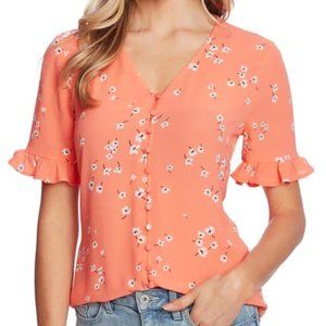CeCe Floral Blouse, Hot Lava